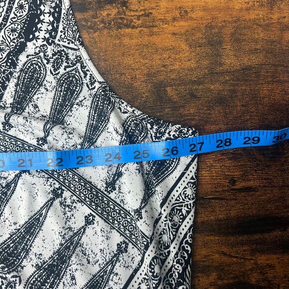 One World Live & Let Live Boho Sleeveless Black White Handkerchief Hem Size 3X - Picture 10 of 11
